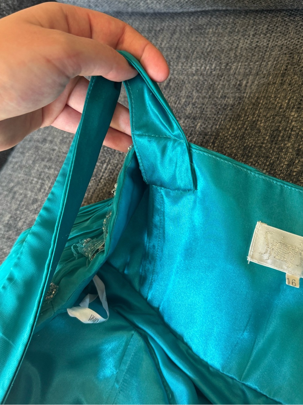 Sydney’s Closet Teal Beaded Chiffon Mini Dress - Picture 13 of 16